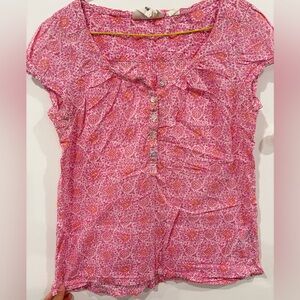 H&M Pink and Orange Ruffled Cap Sleeve Blouse